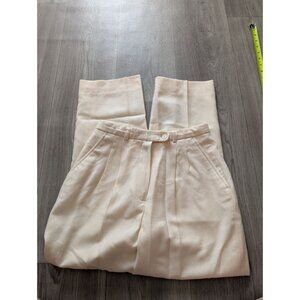 Rafaella Womens Cream Wool High-Waisted Pleated Trousers Size 8 Made In Turkey